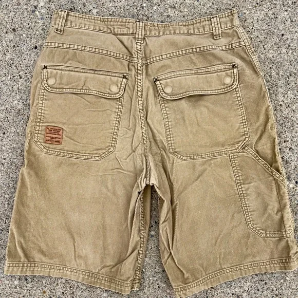 Old Navy‎ Blue Jeans Tan Corduroy Carpenter Shorts Mens W32 Vintage Retro