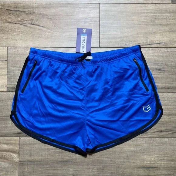 Gradual Mens Built In Brief Athletic Shorts Size XXL Blue And Black‎