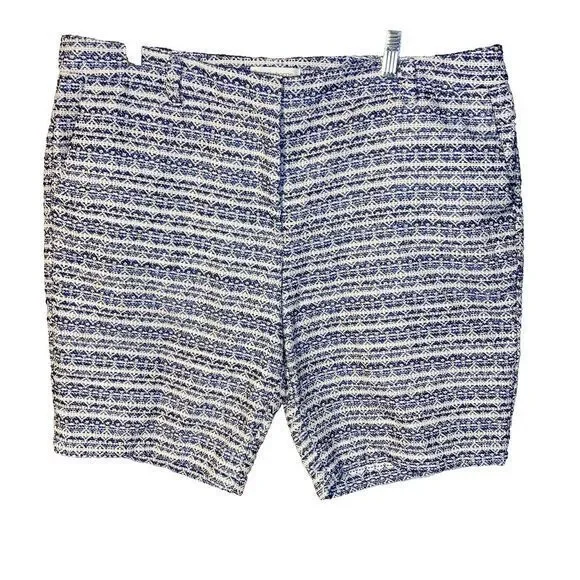 Liz Claiborne Women's 16 Jacquard Bermuda Shorts Aztec‎ Navy Gauze Basket Weaved