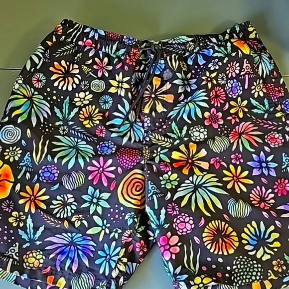Shorts by Lost. Colorful size medium.  2‎ front pockets, 1 button pocket …