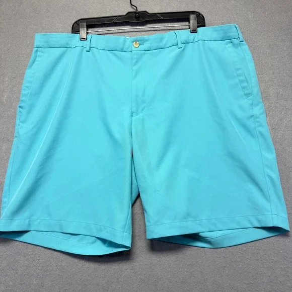 Peter Millar Mens Performance Golf Shorts Turquoise Blue Size 44 Stretch Summer‎