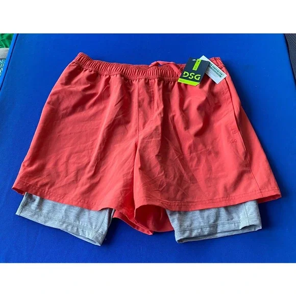 DSG Mens Agility 2-in-1 Shorts Red Sun Size Medium NWT DAM13107HL UPF 50+