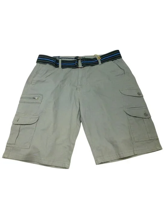 NWT Indigo Beast Mens Gray Cargo Shorts W/ Belt Size 36 Multiple Pockets 11
