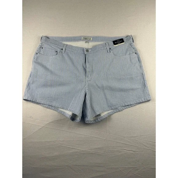 Abercrombie & Fitch Curve Love The Dad Short High Rise Blue White Stripe Size 36