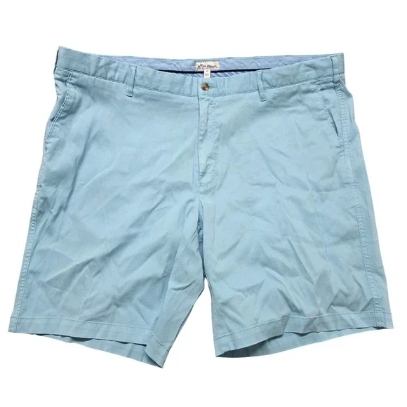 Peter Millar Mens Blue Cotton Tencel‎ Blend Flat Front Shorts Size 42 10262021