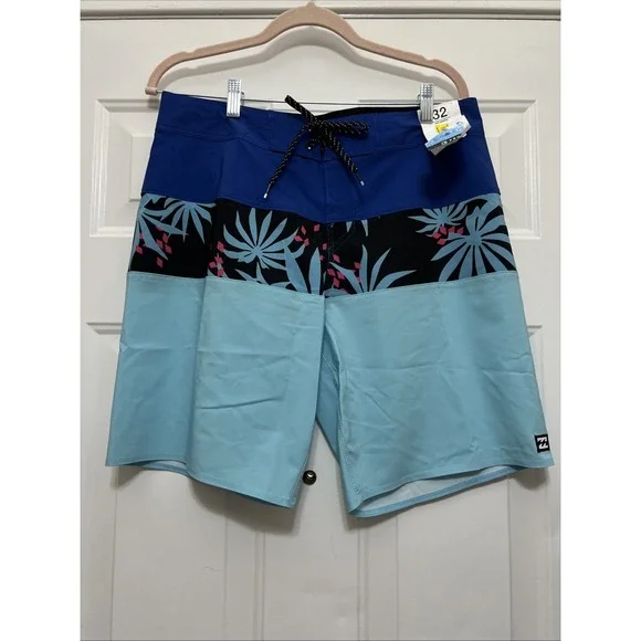 BILLABONG Pro Board Shorts 32 4-Way Stretch Tropical Surf‎ trunks Beach NWT