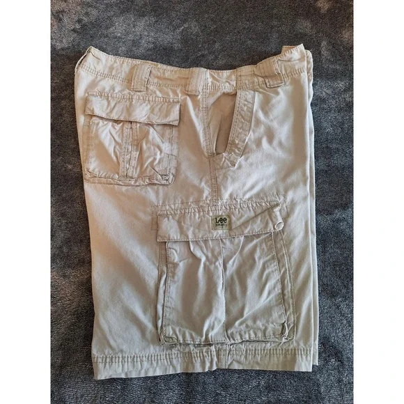 Lee Dungarees Cargo Shorts Mens 38 Beige 90's 100%Cotton Work Wear‎