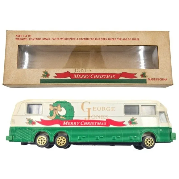 Vintage 1993 Road Champs George Jones Merry Christmas Possum Tour Bus Boxed