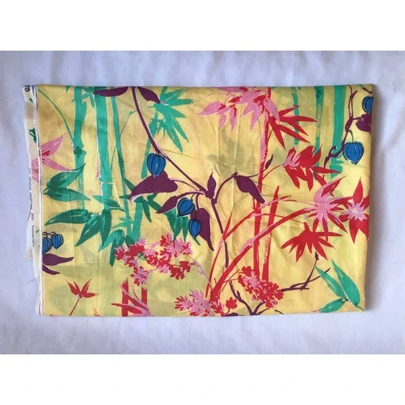 Vintage Mod Bold Print Fabric Cotton Key West 60s 70s Tropical Vibrant 14' x 45