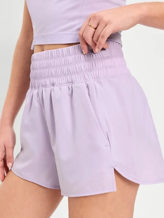 Old Navy Women’s Extra High-Waisted Crinkle Run Shorts 3-inch inseam in Lilac