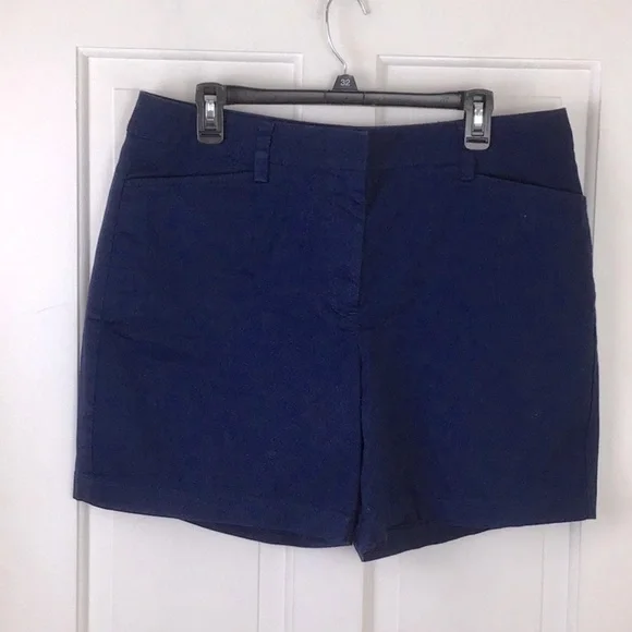 Lands’ End Navy Blue Cotton Chino Shorts Size 14 EUC