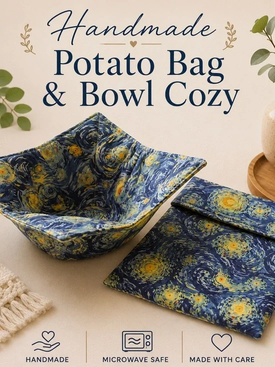 Bowl Cozy & Microwave Potato Bag Set Handmade Kitchen Gift