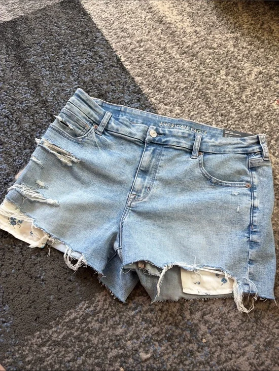 American Eagle Outfitters Light Wash Distressed Denim Shorts