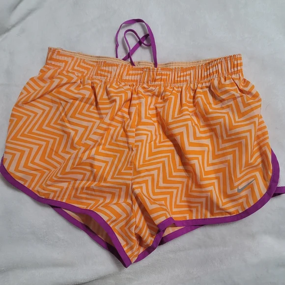 Nike Dri-Fit Shorts Women’s Size Small‎ Orange Purple Lined Running Athletic