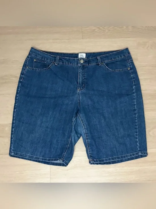 Just My Size Antique Wash Denim Shorts - Medium Blue Size 22W