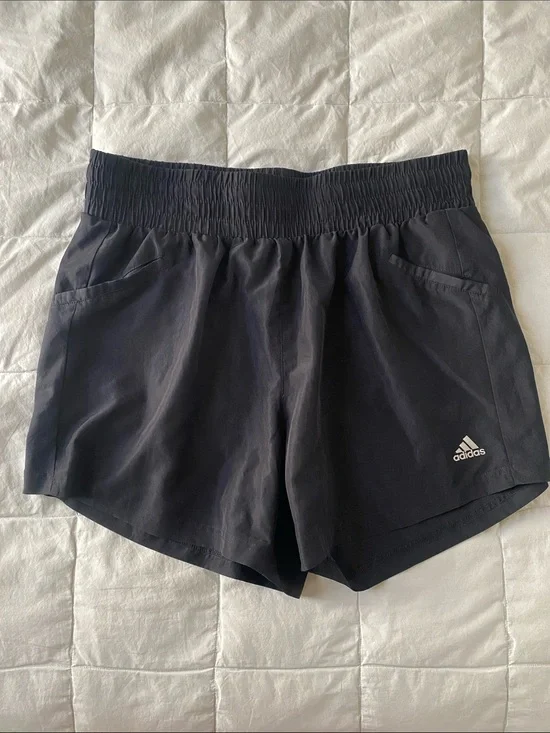 adidas Black Athletic Shorts with Elastic Smocked Waist