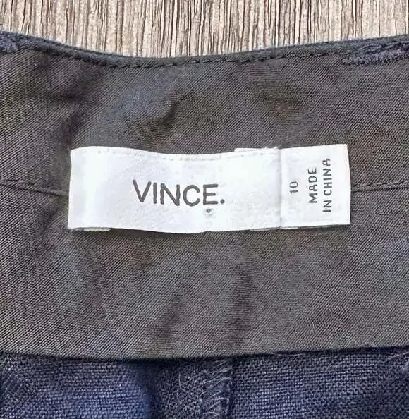 Vince 100% Linen Bermuda Shorts Navy Size 10 Adjustable Waist