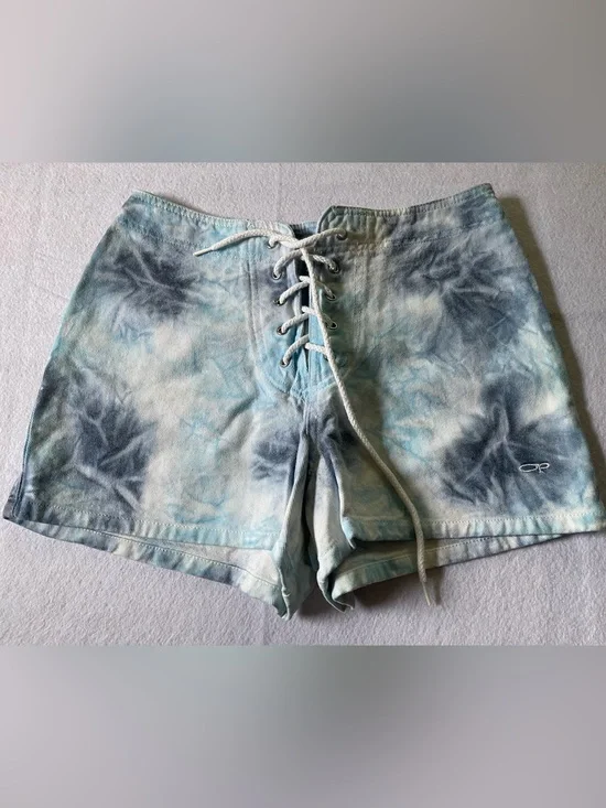 OP Women's Lace-Up Tie-Dye Shorts - Light Blue & Navy
