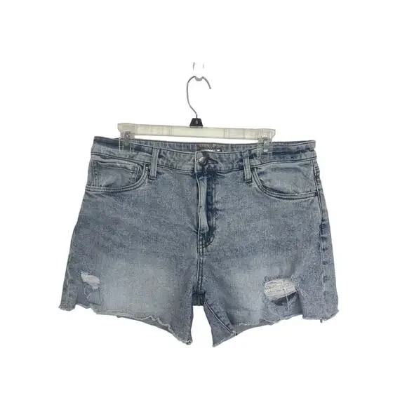 Kut from the Kloth Jane High Rise Long Short 12 Light Wash Distressing Beach