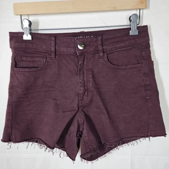 American Eagle Hi-Rise Shortie Women's Size 8 Maroon Denim Shorts Super Super...