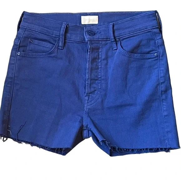 MOTHER Blue Button Fly Cut Off Shorts Size 24