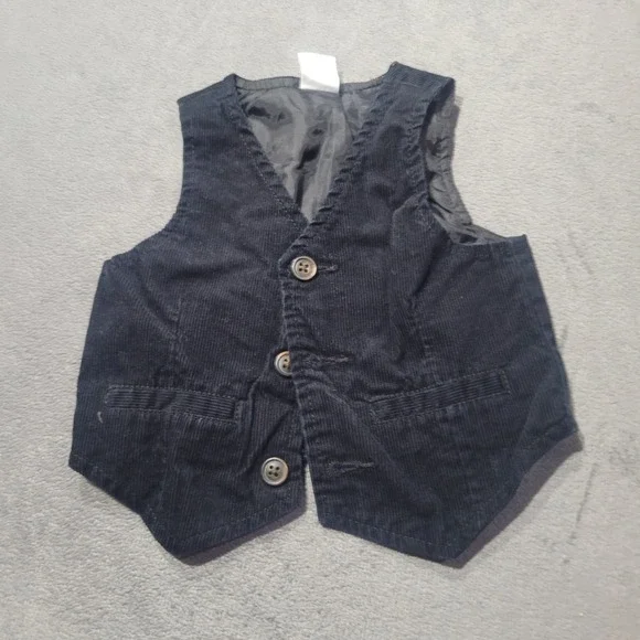 Gymboree Vest Boys 6-12 Months Navy Blue Corduroy Formal Holiday‎ Dapper 1401466