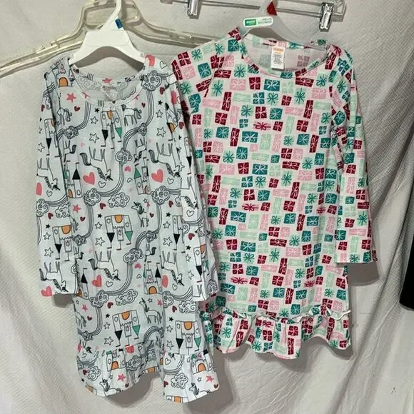 Gymboree S 5/6 nightgown bundle unicorn castle & presents same style nwot