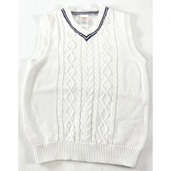 Gymboree Celebrate Spring Boy's White Cable‎ Knit Sweater Vest size M 7-8
