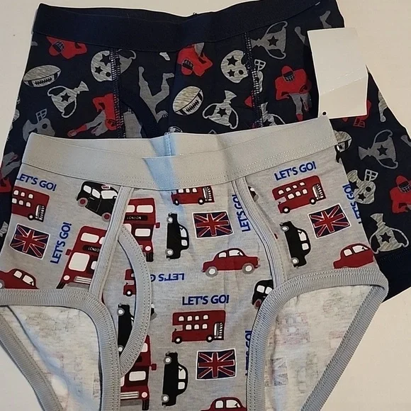 Gymboree 2 Pc Underear Briefs Boxers Boy Sz 7-8 London Football