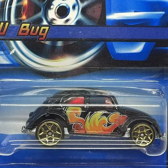 Hot Wheels VW Bug Volkswagen Beetle Black w/ Gold Rims‎ 2006 Collector #197