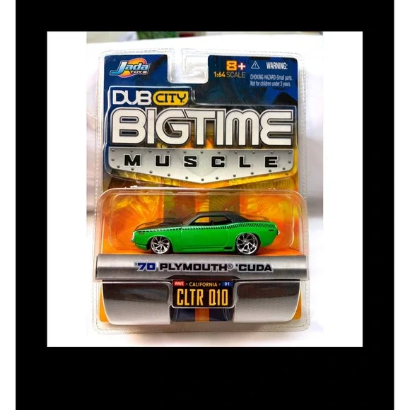 Jada Toys Dub City Bigtime Muscle 70 Plymouth Cuda 1:64 Green Diecast Car 12006