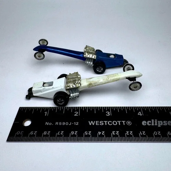 Hot Wheels Fuel Dragster 1970 Vintage Redline Era Blue White Pair Mattel USA