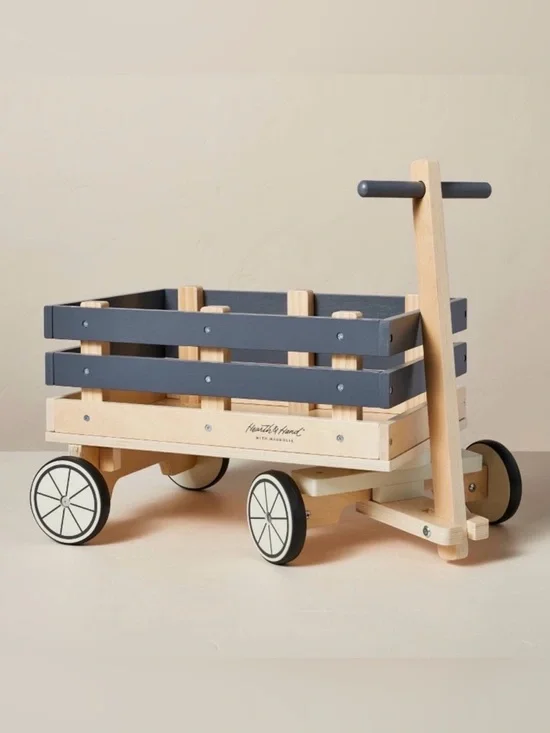 Hearth & Hand with Magnolia Wooden Toy Wagon Gray Natural (Assembly Required)