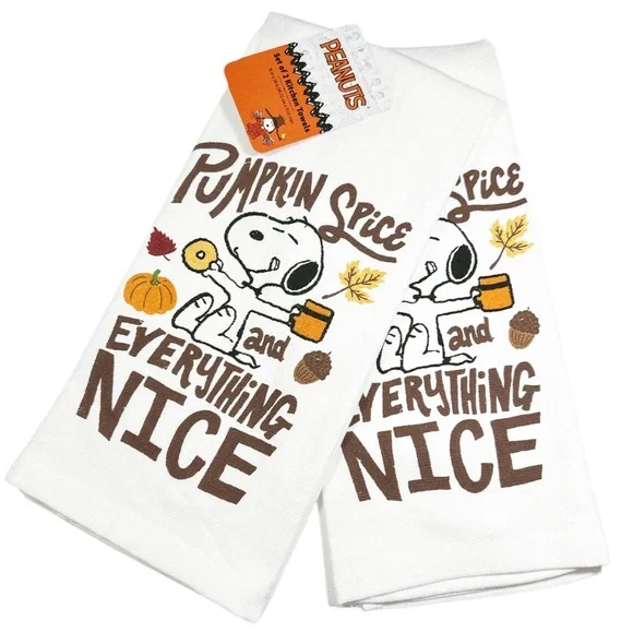 NEW Peanuts PUMPKIN SPICE AND EVERYTHING NICE Kitchen Towel Set/2