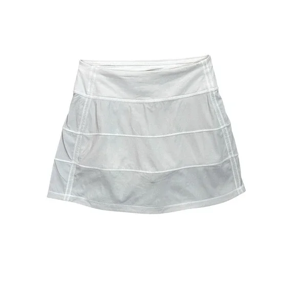 Lululemon White Tiered Tennis Skirt 0 Athletic Sporty-Y2K Boho Mini Skirt