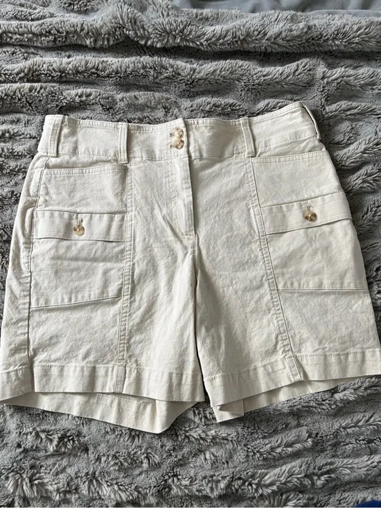 Talbots Cream Linen Pocket Shorts