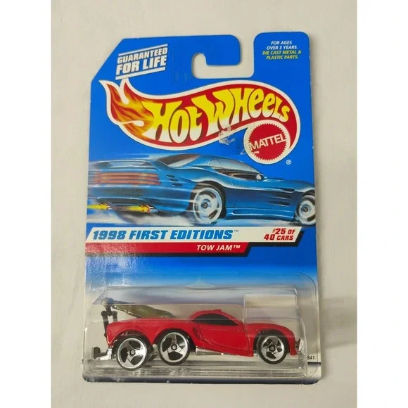 1998 Vintage Hot Wheels #658 First Editions 25/40 TOW JAM Red w/3 Spoke Malaysia