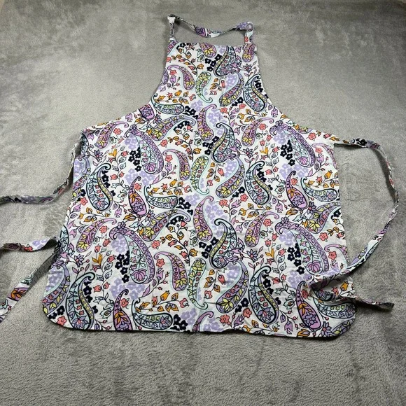 Vera Bradley Apron Women OS Purple Paisley Floral Cotton Adjustable Neck Tie