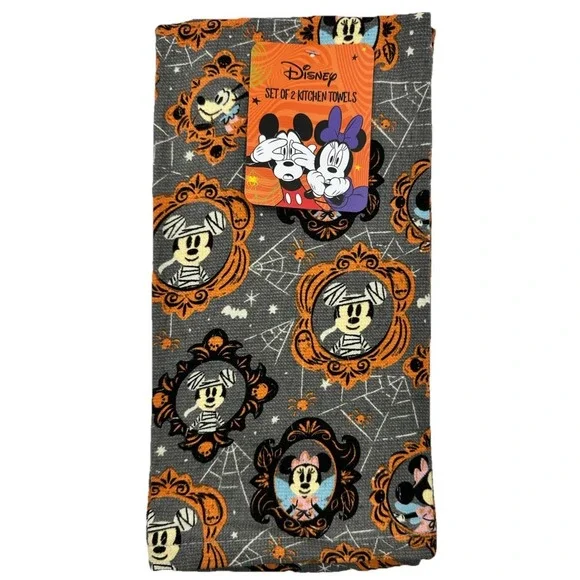 Disney Mickey and Minnie Mummy Kitchen Towels Set of 2 16x26 100 Percent Cotton