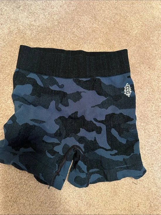 FP Movement by Free People Women's Blue & Black Camo Bike Shorts