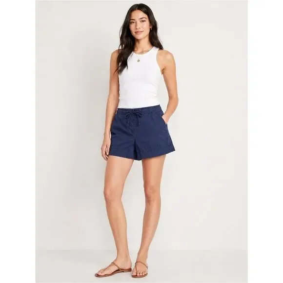 J Crew Navy Casual Tie Front Shorts size 6