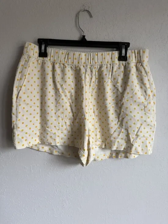Vero Moda Cream Yellow Polka Dot Linen Blend Pull On Shorts Womens L