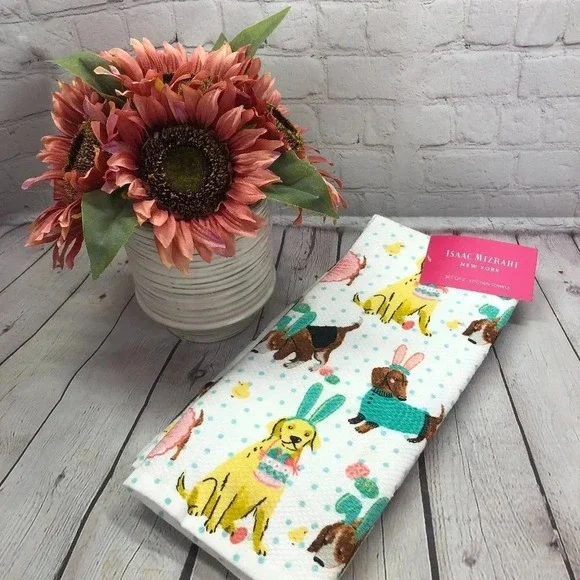 Dachshund bunny ears kitchen towel set of 2 Isaac mizrahi