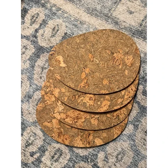 Portuguese Cork Egg-Shaped Placemats,‎ Set of 4 New Without Tags