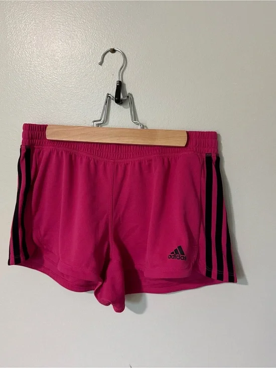 Adidas Women’s Pink Athletic Shorts with Black Stripes