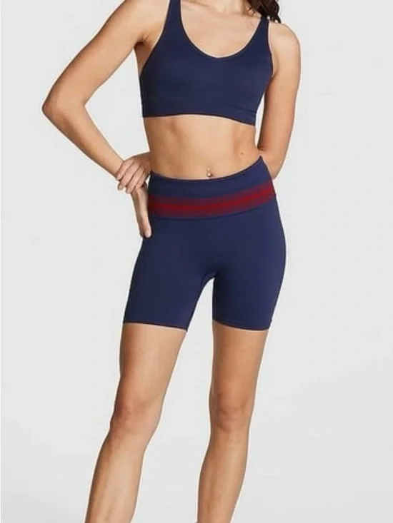 Victoria's Secret Navy Bike Shorts with Red Waist Stripe