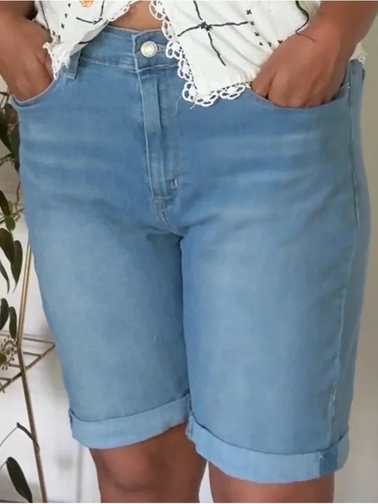 Light Blue Denim Bermuda Shorts - Women Sz 16