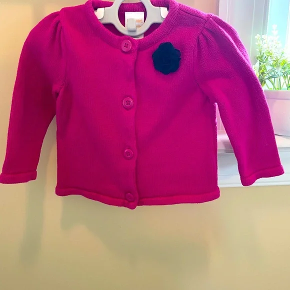 Gymboree Baby Girls Pink Rosette Cardigan Sweater Size 6-12 Months