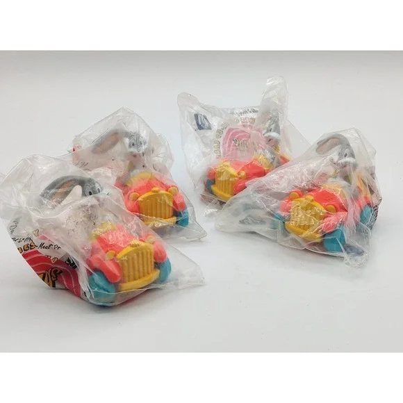 McDonald's LOONEY TUNES 1992 QUACK-UP Cars BUGS‎ Super STRETCH LIMO Lot of 4