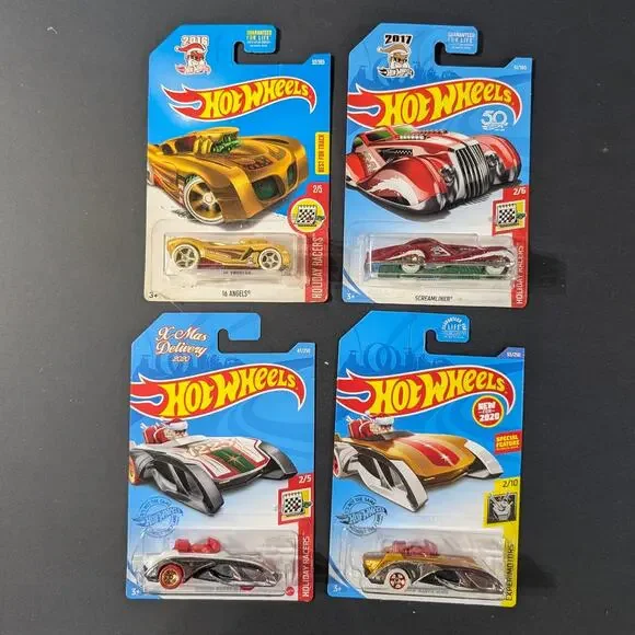 Hot Wheels Christmas Holiday Lot of 4 Sealed X-Mas Delivery Holiday Racers